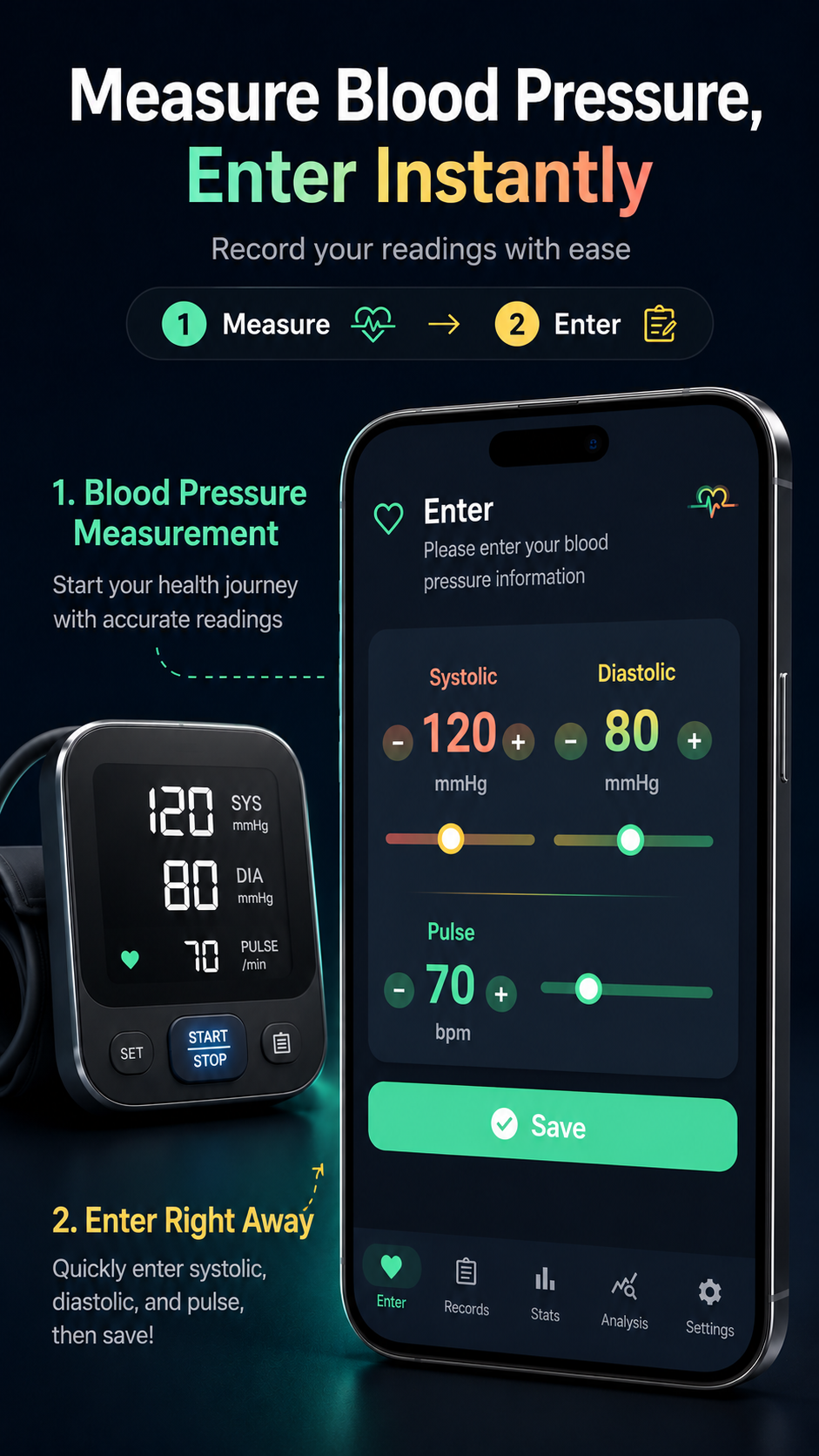 Intro image showing blood pressure and heart rate input